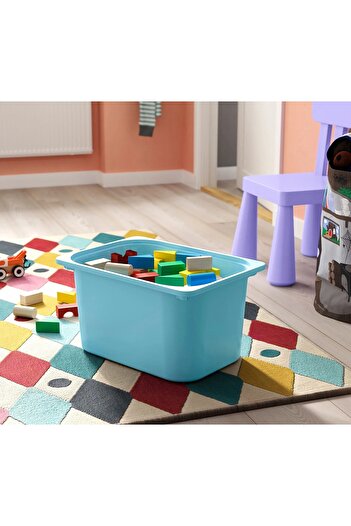 IKEA QUİCK 2 Adet Açık Mavi Çocuk Odası Eşya Oyuncak Saklama Kutusu 42x30x23 Cm 2'li Set Saklama Plastik