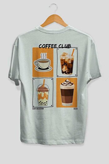 Ankhises Coffee Club Back Printed Oversize T-shirt Ανδρικό Γυναικείο 100% βαμβακερό μπλουζάκι με λαιμόκοψη