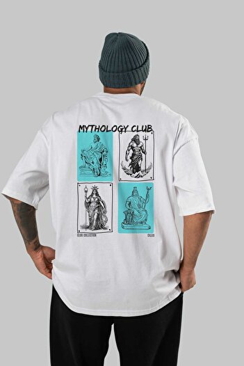 Ankhises Mythology Club Back Printed Oversize T-shirt Ανδρικό Γυναικείο 100% βαμβακερό μπλουζάκι με λαιμόκοψη