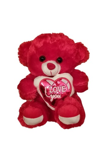OEM Teddy bear with heart, 24cm, Valentine's Day gift, red color, 'I love you' text