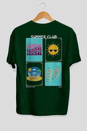 Ankhises Summer Club Back Printed Oversize T-shirt Ανδρικό Γυναικείο 100% βαμβακερό μπλουζάκι με λαιμόκοψη