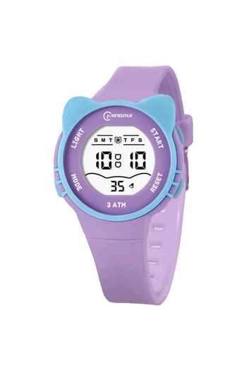MİNGRUİ Purple children's watch with cat design, waterproof