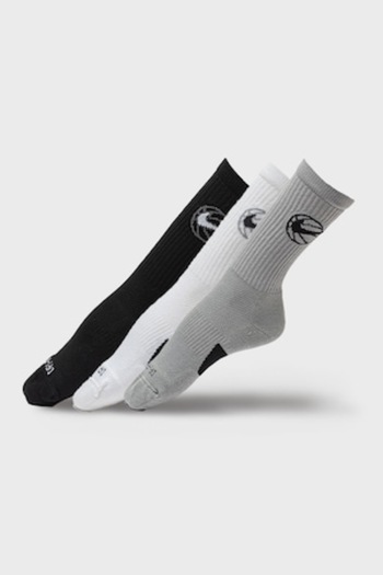 Nike , Set of long unisex socks with Dri-Fit technology, for basketball - 3 pairs, Black, Light Gray,