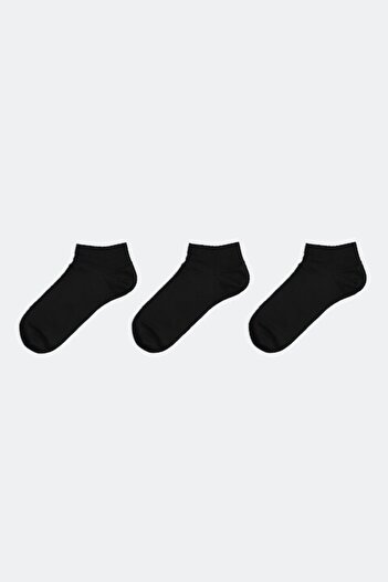 LC Waikiki - Set of 3 Ankle Socks in Cotton Blend, Black, Size 39-42