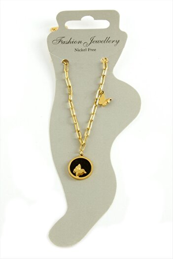 ZERO LAND Hn-Shop Butterfly Luxury Steel Anklet-Yellow