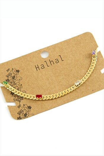 ZERO LAND Hn-Shop Zircon Stone Twisted Luxury Steel Anklet-Yellow