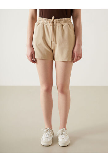 LC Waikiki Beige Elastic Waist Women's Shorts