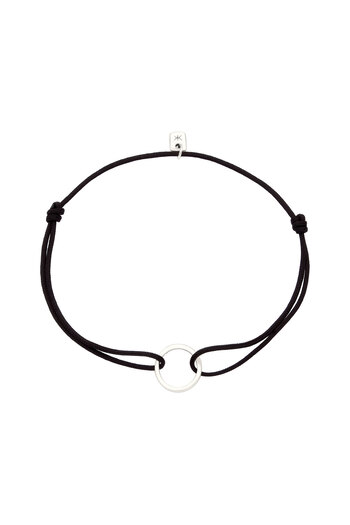 KUZZOI Bracelet Bracelet Men Circle Nylon Chain Black 925 Sterling Silver 19 cm