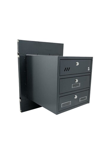 JollyMag Mailbox, multi-family, with frame, anthracite, 3 modules, 40x36x52 cm, Damech