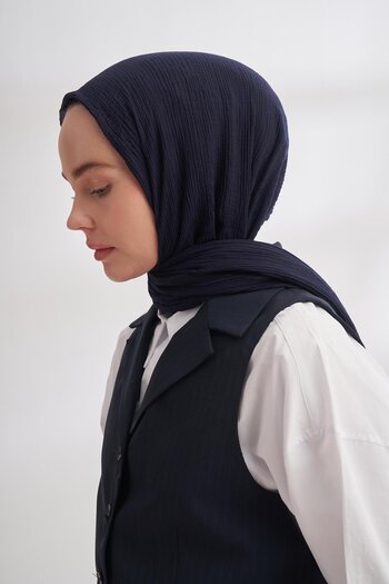 ARMANDA Muslin Piped Shawl 3352-Navy Blue