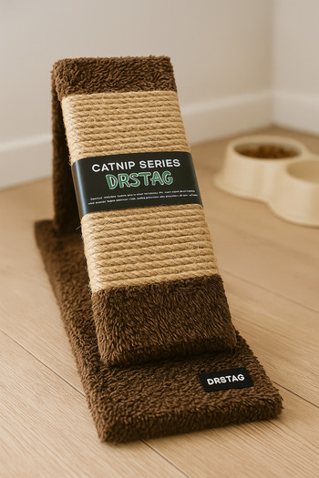 DRSTAG Cat Scratching Ramp with Catnip – Natural Material, Sturdy and Fun!