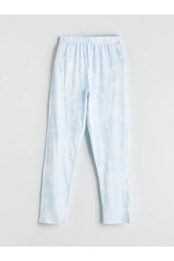 LC Waikiki LCW Kids Mavi Bisiklet Yaka Stitch ve Angel Baskılı Kız Çocuk Pijama Takım
