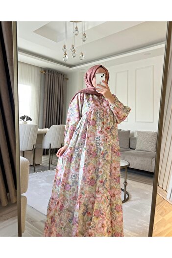 Nuesscollection Floral Patterned Modal Fabric Dress