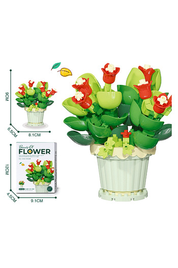 Choice4 No box 7223 Creative Building Block Bouquet, Eternal Flower Plant Potted Gift, Rose Sunflower Potted
