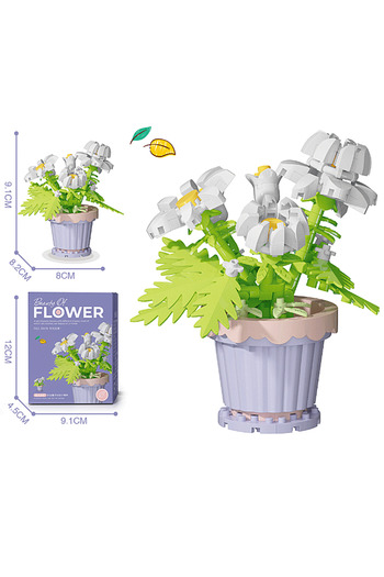 choice2 No box 7225 Creative Building Block Bouquet, Eternal Flower Plant Potted Gift, Rose Sunflower Potted
