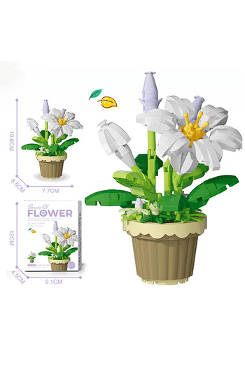 Choice11 No box 7219 Creative Building Block Bouquet, Eternal Flower Plant Potted Gift, Rose Sunflower Potted