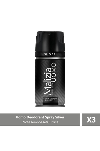 Malizia Uomo Deodorant Spray Silver, 150 ml X 3 Pieces