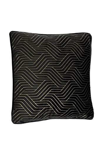 OEM Perna Decorativa Neagra Velvet Linii cu Folie Aurie Dots