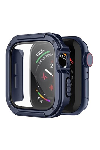 Flo Carcasă de înaltă protecție pentru Apple Watch 7/8/9 41mm + folie, F53, plastic dur, albastră