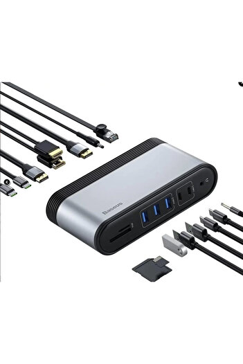 Baseus Working Station 16 in 1 Çok Fonksiyonlu Type-C HUB Adaptör CAHUB-HG0G