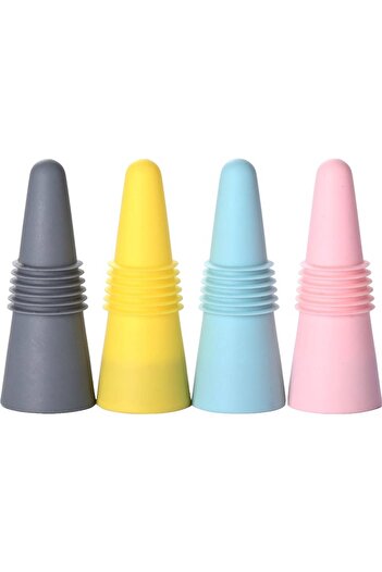 Dali Set 4 Reusable Silicone Bottle Stoppers, Multicolor
