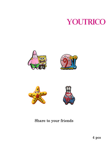 Youtrico 4 Pieces Cartoon Character Shoe Buckle - Cute Slipper Ornament