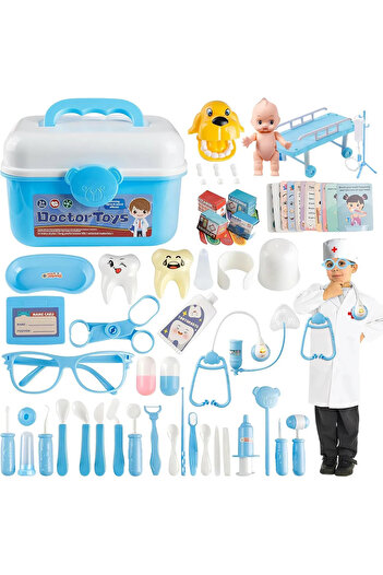 Yelajoy 63 PCS Doctor Play Set,Dentist Kit with Stethoscope and Coat,Best Gift for Kids Doctor Role Play