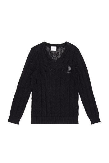 U.S. Polo Assn. Boy's Black Basic Sweater 50315639-Vr046