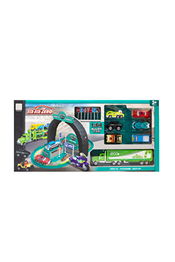 LikeSmart ISP "Likesmart Orbital Panoramic" Children's Parking, 7 Cars, Warning Signs, Ramp, Green