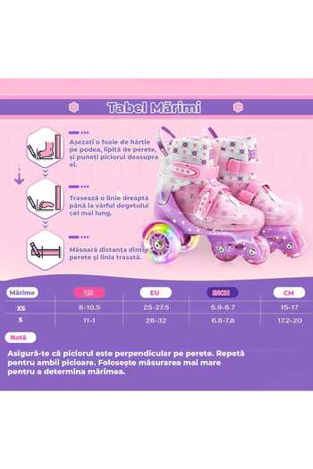 Elindor Adjustable children's rollers, 4 lighted wheels, triangle stability, Viola model, size S, pink