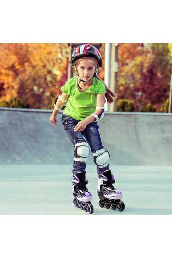 Elindor Adjustable roller skates for children and adults, 4 lighted wheels, ABEC-7, size S 28-31, purple