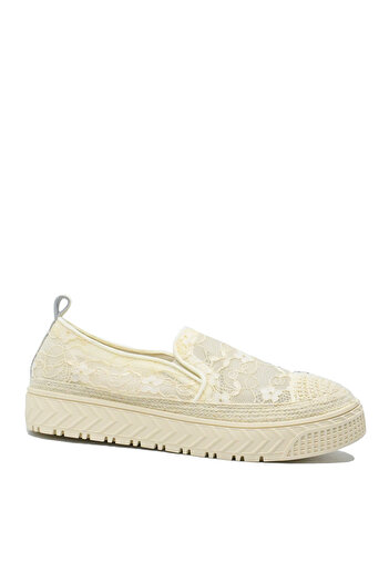 PASS Collection Summer Sneakers for Women by Pass Collection in Beige Textile with Embroidery