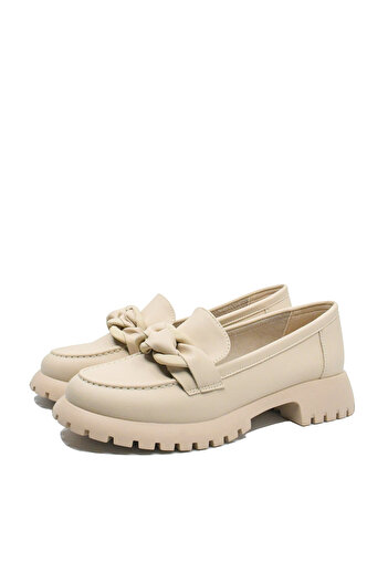 PASS Collection Women's Loafers Pass Collection with Platform Beige Leather