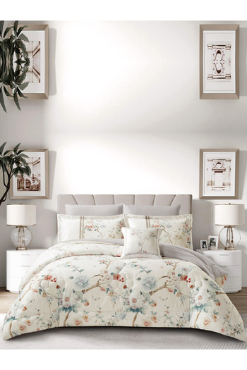 Donetella 7-Piece Digital Print Comforter Set – King Size Fits 200x200 cm, Soft Microfiber Bedding Set.