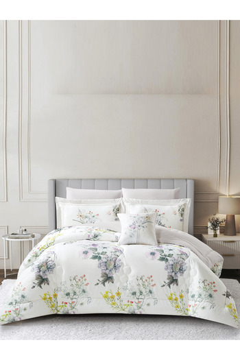 Donetella 7-Piece Digital Print Comforter Set – King Size Fits 200x200 cm, Soft Microfiber Bedding Set.