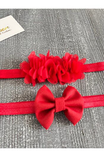 pempem bandana Baby Girl Frida Bandana and Linen Bow Bandana Color Choice Set of 2