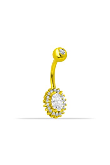 Dianora Piercing 14 Ayar Altın Taşlı Göbek Piercing