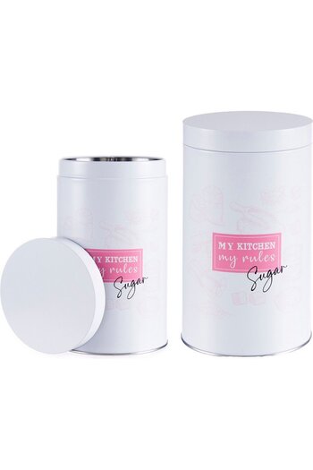kinvara White Metal Box for Sugar