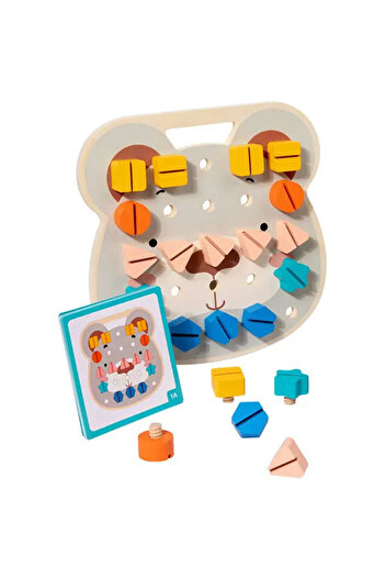 SARALMA Jucarii tip Montessori, din lemn, cu surubelnita, in forma de ursulet