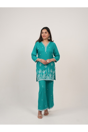 Lehar Green Embroidered Kurta Pant Set