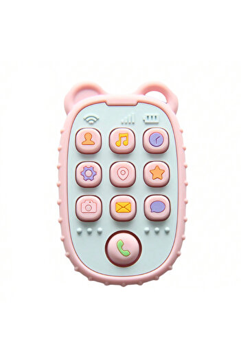 SARALMA Mini silicone teething toy phone, pink