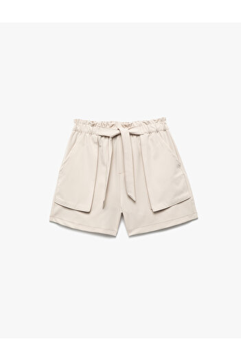 Koton Viscose Blended Shorts with Belt Detail and Elastic Waist with Pockets