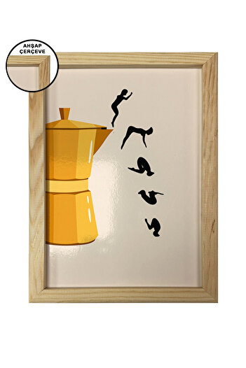 AND Ahşap Çerçeveli Kahve Temalı Tablo Üçlü MDF Poster Tablo Duvar Dekoru (21x30 cm)