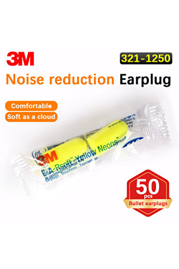 3M 50pcs-25pairs 【50pcs/25pairs】3M 312-1250 Noise Canceling Earplugs Sleep Noise Insulation Learning In