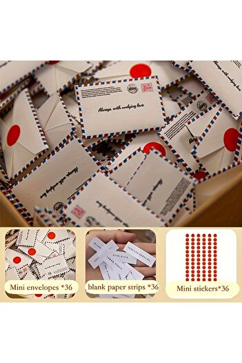 Choice 36pcs 36pcs Mini Envelopes with 36pcs Round Sticker for Friend, Lover, Parent, Graduation Gift, Vale