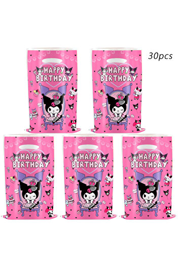 Miniso 25x16.5cm 30pcs 30pcs Kuromi Birthday Party Gift Bags，Kuromi Candy Bags，Kuromi Goody Bags，Kuromi Bir