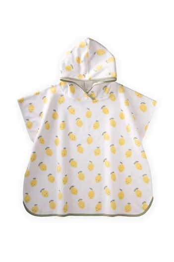 Cigit Lemon Printed Poncho Standard White