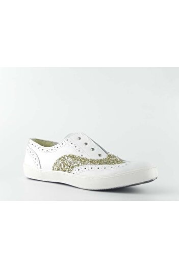 ZAZAMAG Women's casual shoes Shine made of natural leather, white