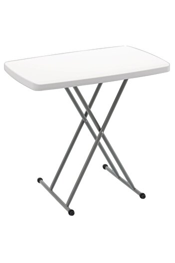 SERSIMO Masa pliabila 76x50 cm, inaltime reglabila 36-71 cm, pentru terasa, gradina sau camping, HDPE alb