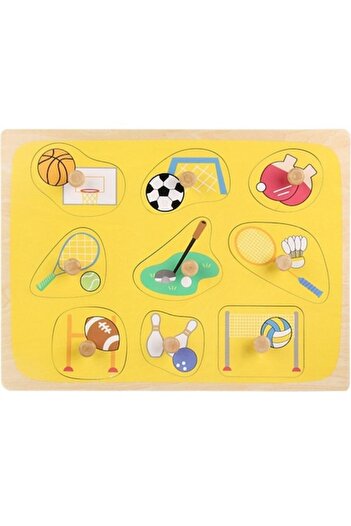CLICK Montessori Wooden Puzzle for Children, 0-3 Years, 3D, Sports Model, Educational, Intuitive, Creative, 9